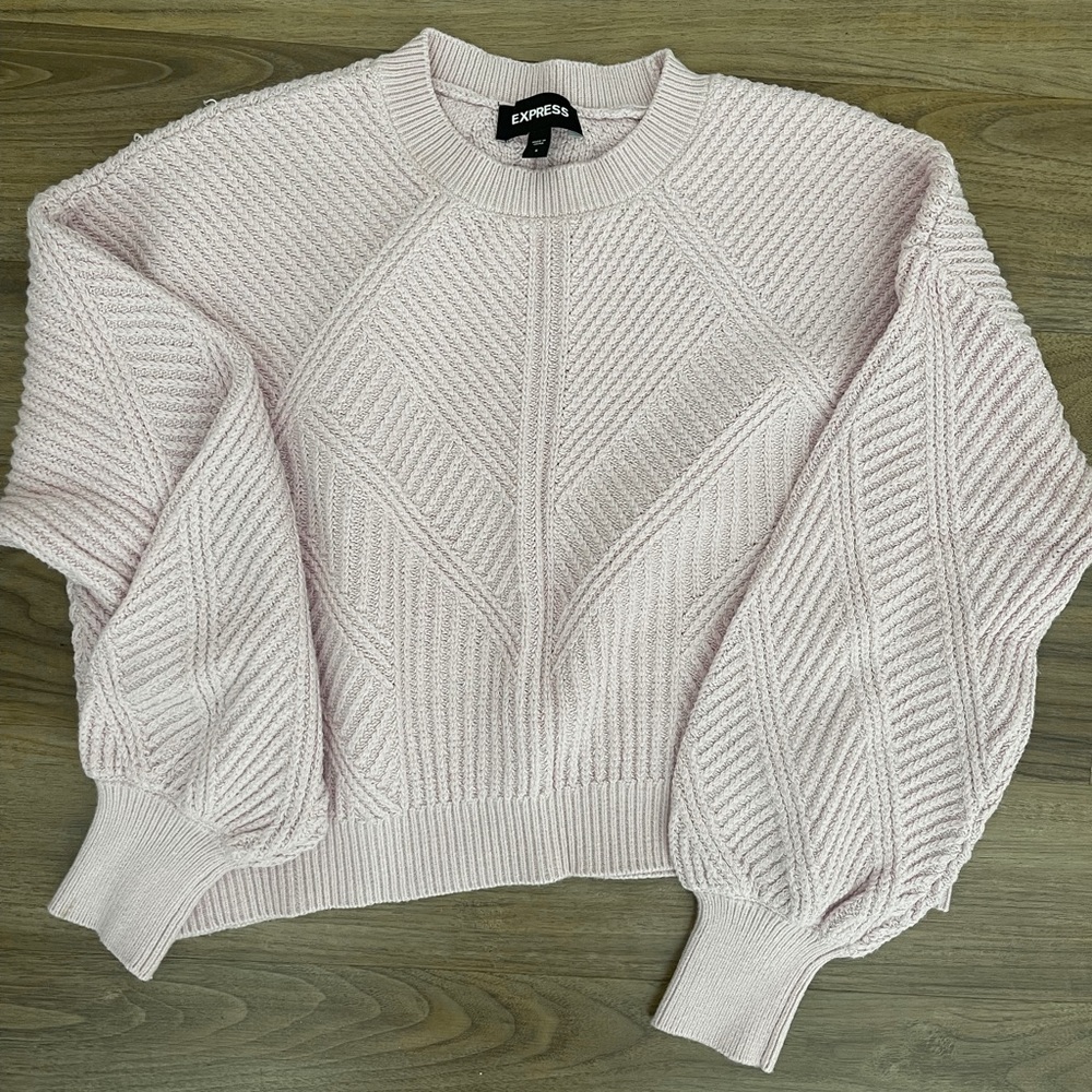 Bright light pink Express cropped sweater